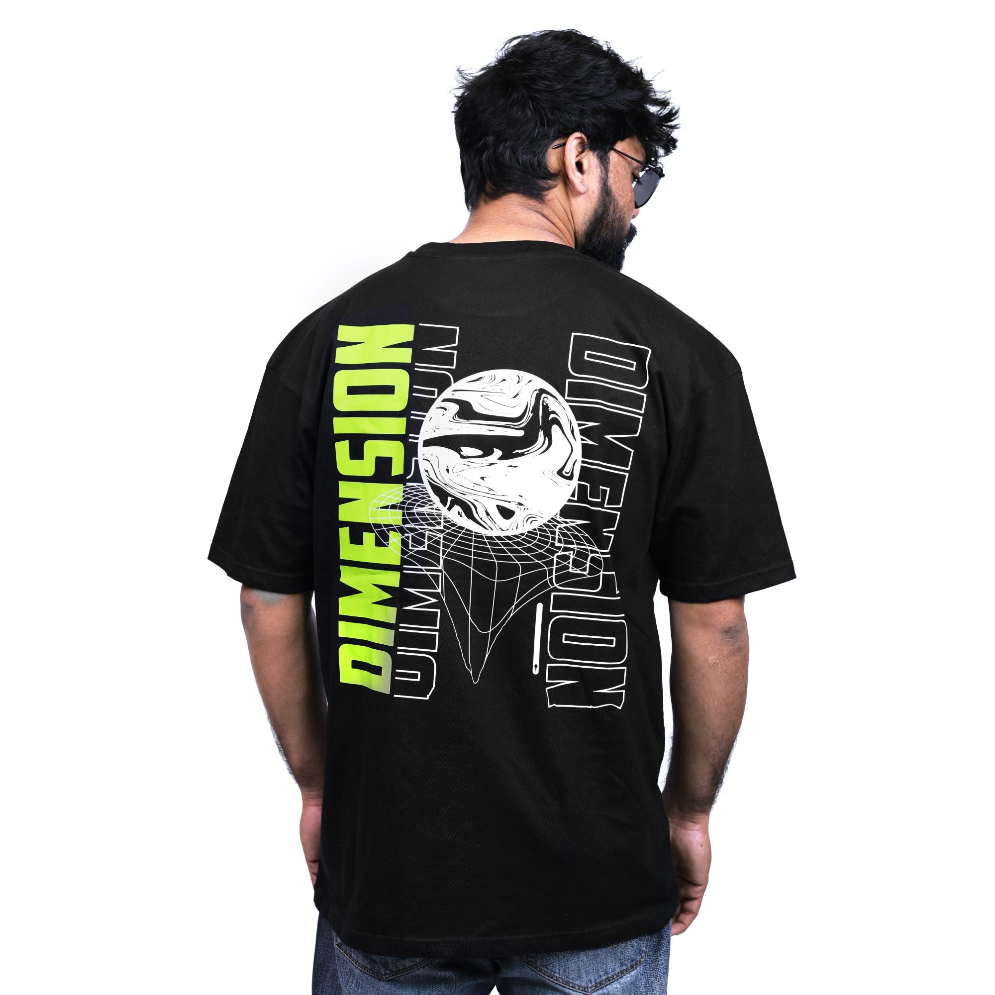 Men's Black Graphic Printed Relaxed Fit T-shirt
