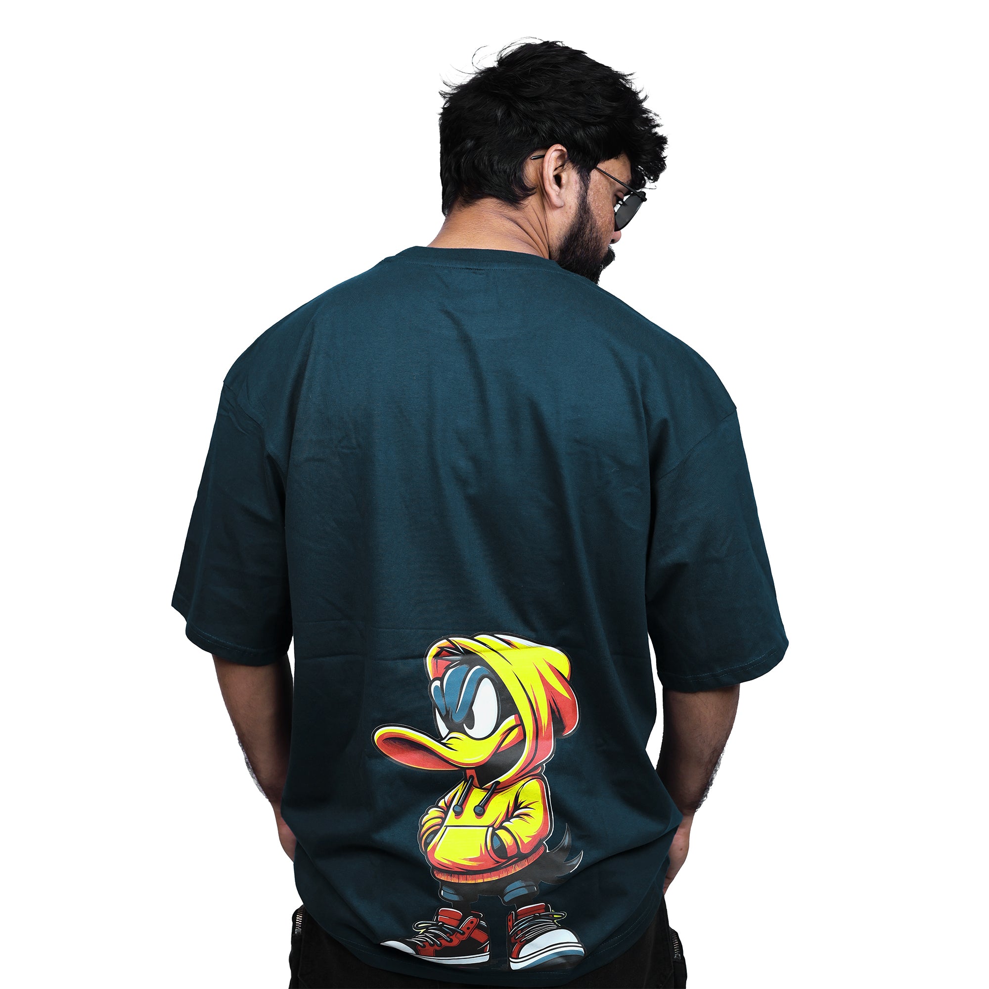Men's Dark Teal Duck Graphic Relaxed Fit T-Shirt